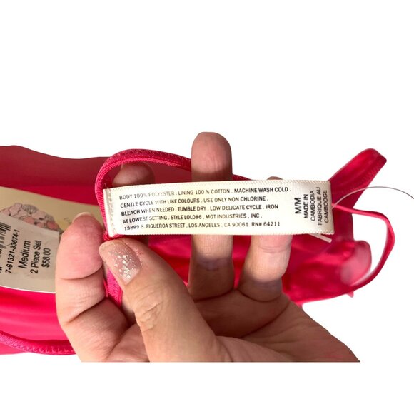 In Bloom Sheer Hot Pink Babydoll Lingerie Set With Thong Size M - Picture 8 of 9